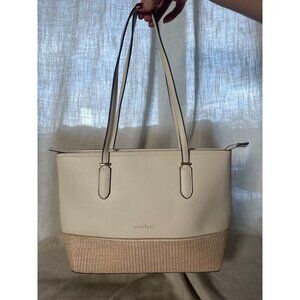 Nanette Lepore Cream Tote Bag – Crochet Basket Bottom Detail Boho Cottagecore